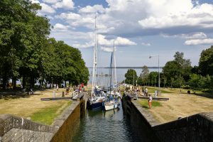 Bergs Schleusen in Linköping, eine der größten Schleusen am Göta-Kanal.